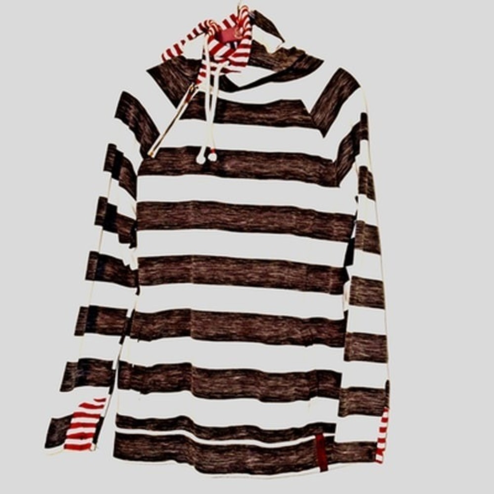 Ampersand Co. sweatshirt - pullover -double hood Size L black/white/red accents